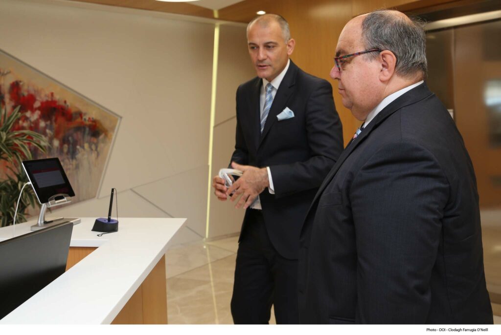 Minister for Competitiveness and Digital, Maritime and Services Economy Emmanuel Mallia visits Malta Gaming Authority Offices.
